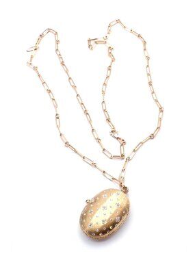 Authentic! Roberto Coin 18k Rose Gold Diamond Large Locket Pendant Necklace